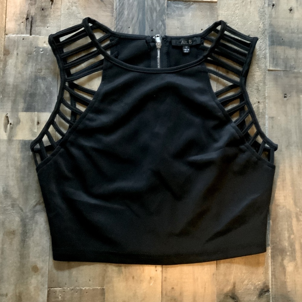 Black Crop Top (zipper back detail)